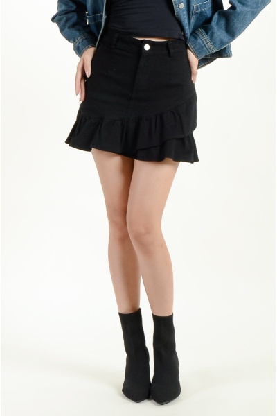 Jende Ruffle Skort - Black