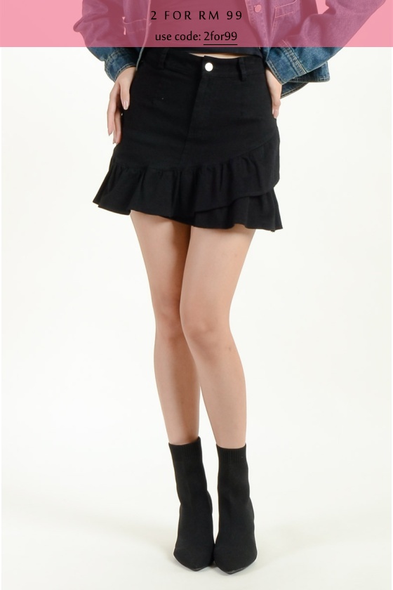 Jende Ruffle Skort - Black