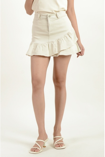 Jende Ruffle Skort - Cream