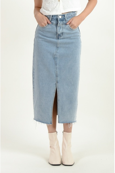 Renata Denim Slit Skirt