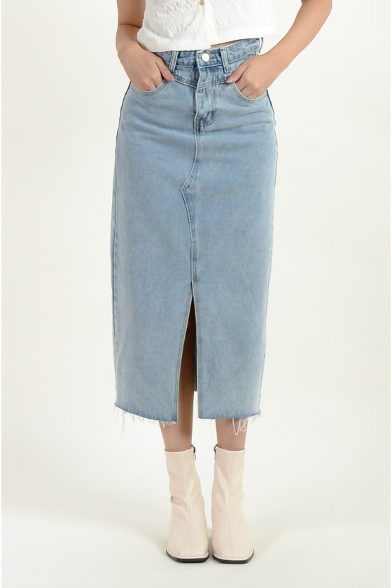 Renata Denim Slit Skirt