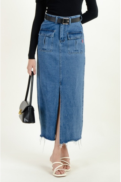 Itzel Double Pocket Denim Skirt