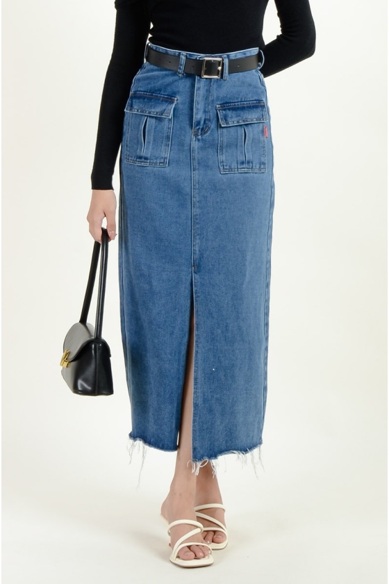 Itzel Double Pocket Denim Skirt