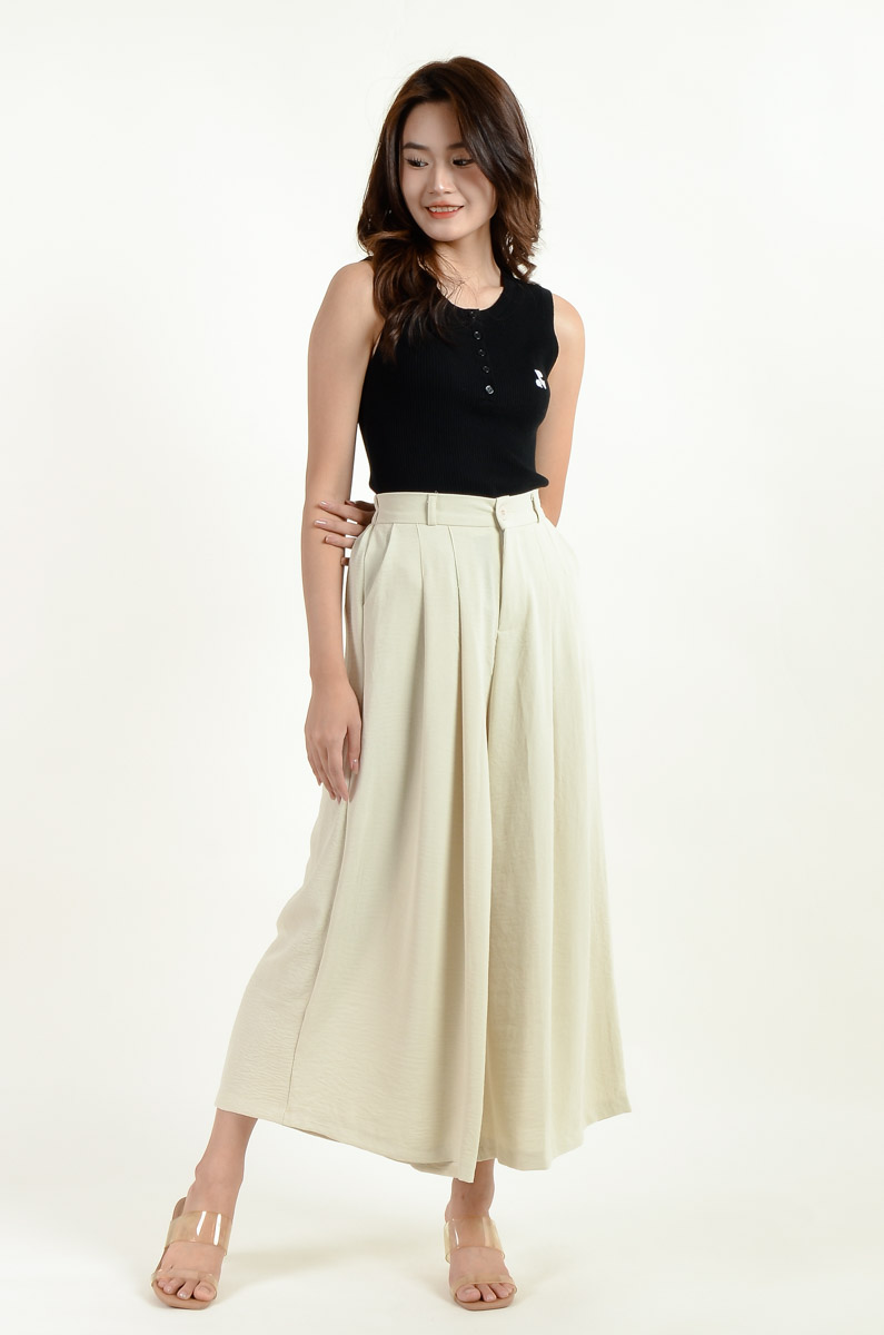 BOTTOM : Jennifer A-Line Skirt Pants - Khaki by KEI MAG