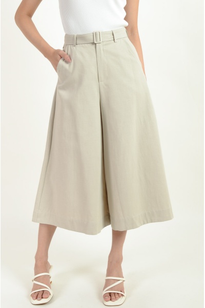 Bristol Midi Palazzo Skirt Pants - Khaki