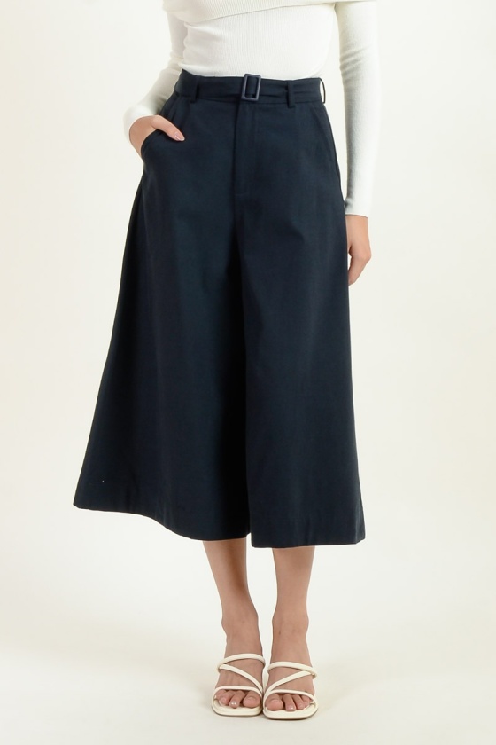 Bristol Midi Palazzo Skirt Pants - Dark Blue