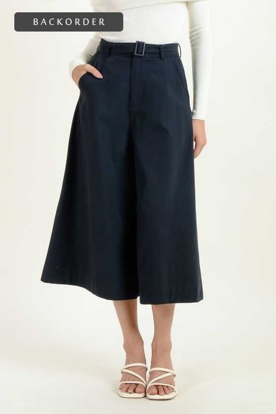 [BackOrder ETA 8 Aug] Bristol Midi Palazzo Skirt Pants - Dark Blue