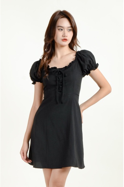 Emmy Sweetheart Mini Dress - Black