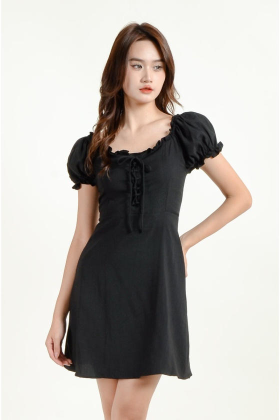 Emmy Sweetheart Mini Dress - Black