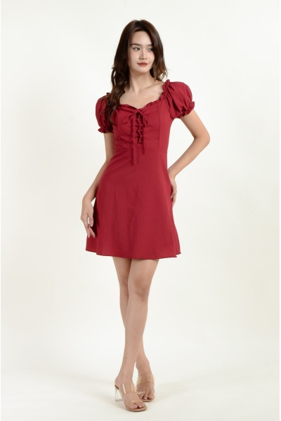Emmy Sweetheart Mini Dress - Wine