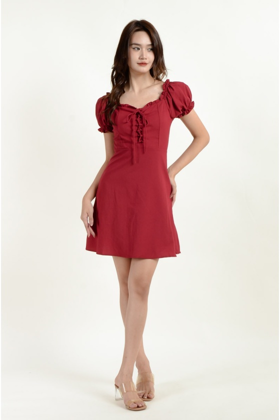 Emmy Sweetheart Mini Dress - Wine