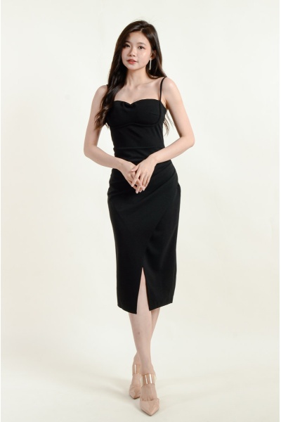 Opal Ruched Dress - Black