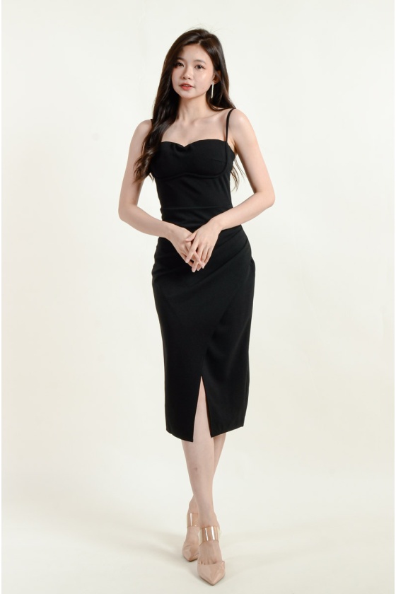 Opal Ruched Dress - Black