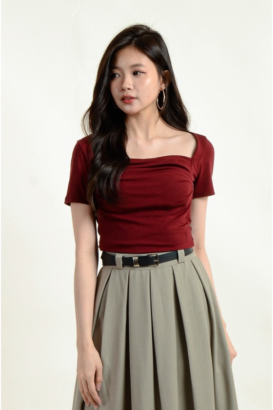 Bonnie Square Neck Top - Wine