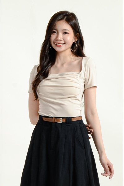 Bonnie Square Neck Top - Beige