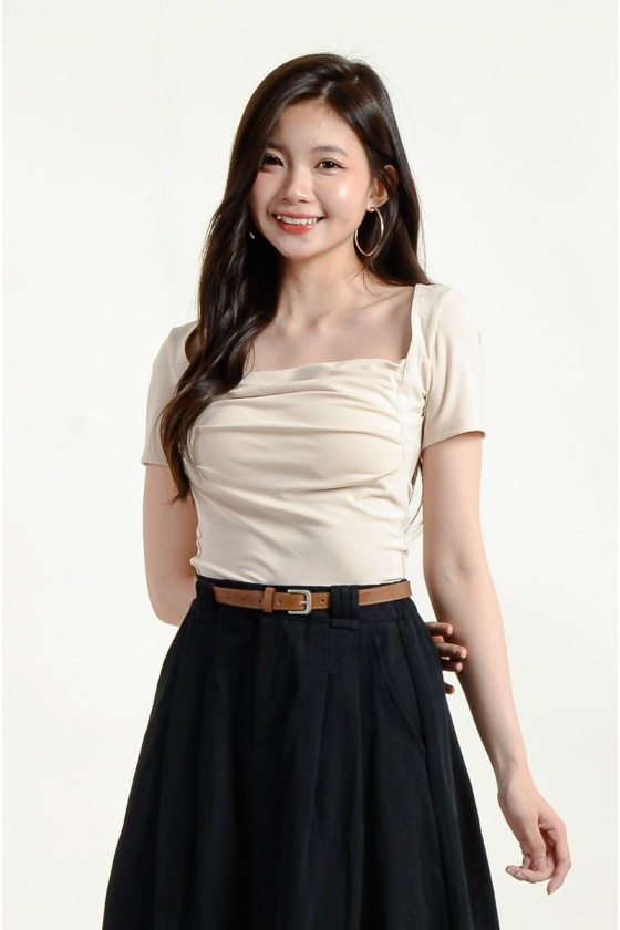 Bonnie Square Neck Top - Beige