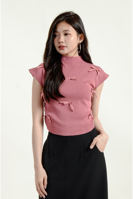 [3 for RM 99] Legacy Bow Knitted Top - Rose