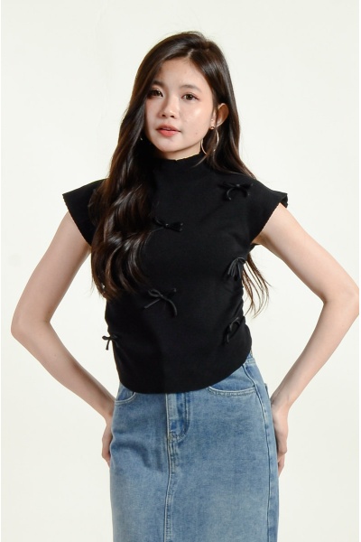 [3 for RM 99] Legacy Bow Knitted Top - Black