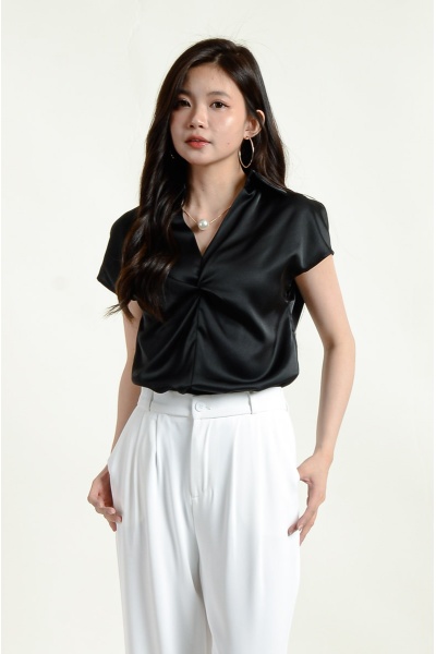 Keira Twisted Blouse - Black