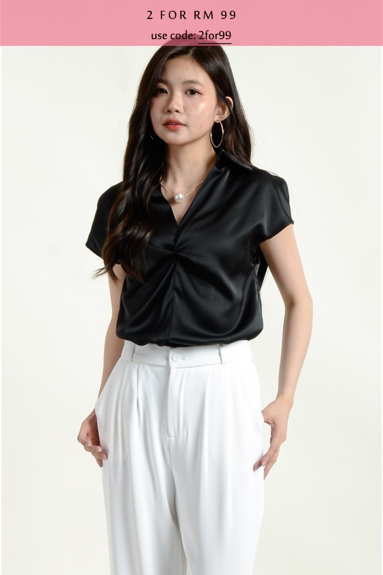 Keira Twisted Blouse - Black
