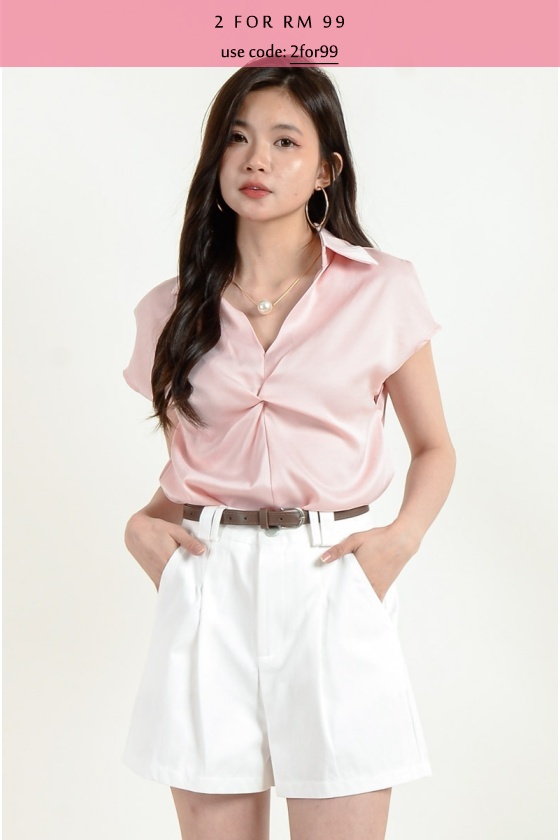 Keira Twisted Blouse - Pink