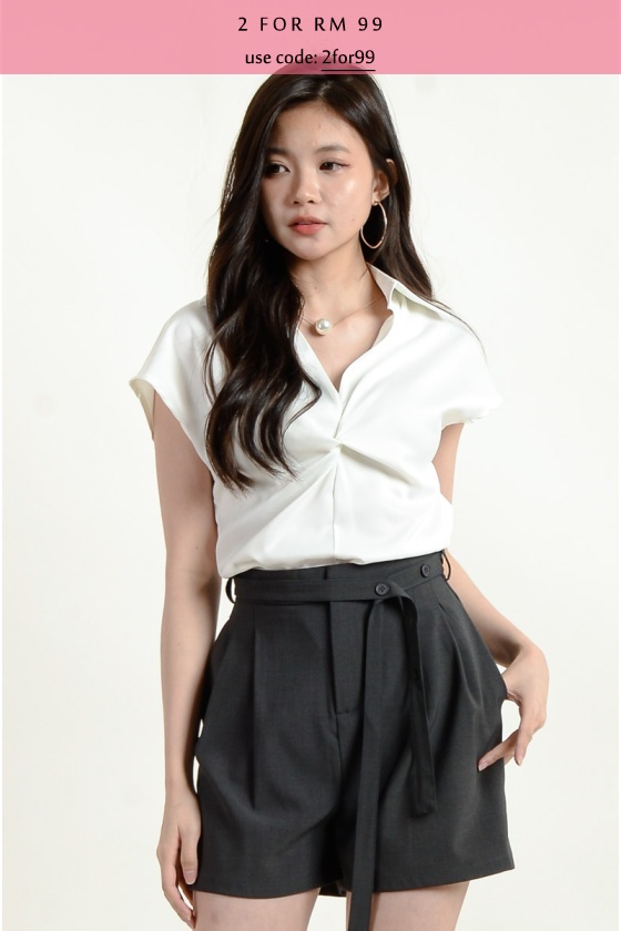 Keira Twisted Blouse - White