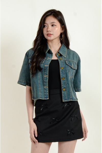 Cecelia Short Sleeve Denim Top - Light Blue