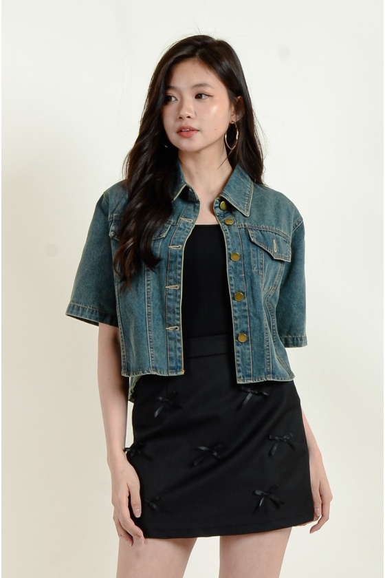 Cecelia Short Sleeve Denim Top - Light Blue