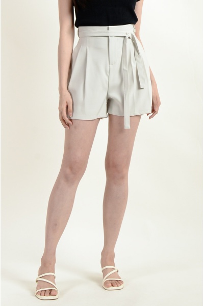 Miranda Belted Shorts - Beige