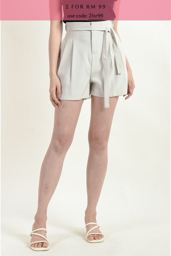 Miranda Belted Shorts - Beige