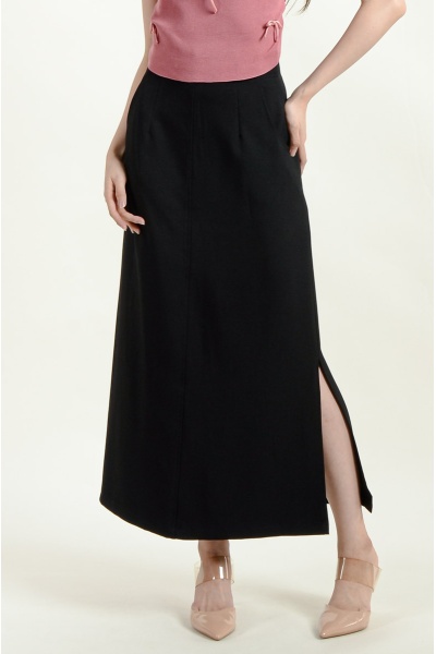 Lina Pocket Slit Skirt - Black