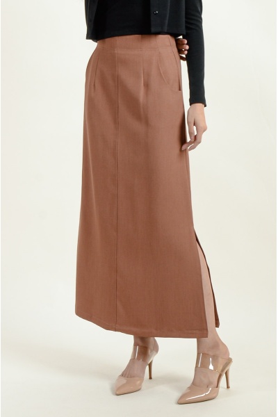Lina Pocket Slit Skirt - Coffee