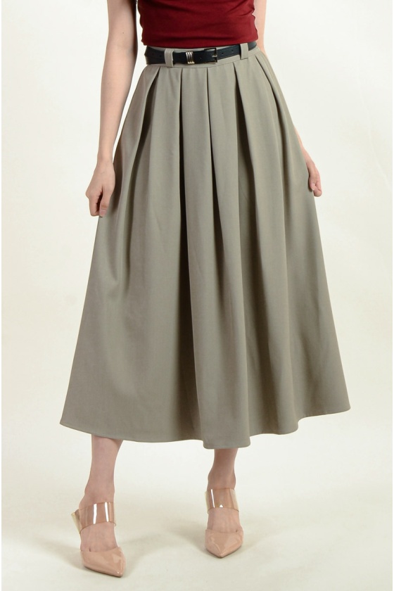 Dayana Pleated Maxi Skirt - Coffee