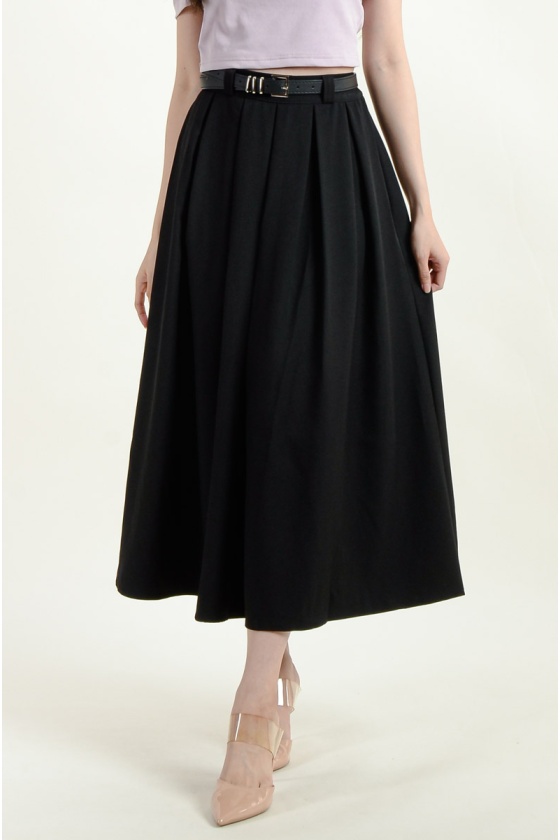 Dayana Pleated Maxi Skirt - Black