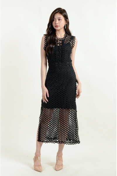 Hanna Crochet Dress - Black