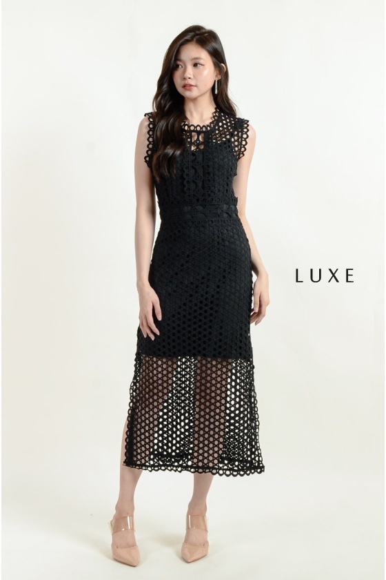 Hanna Crochet Dress - Black