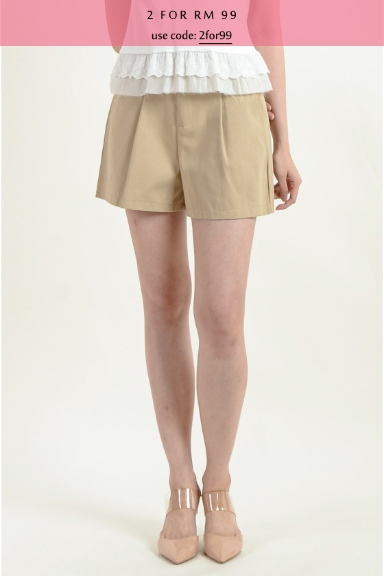 Briana Belted Shorts - Khaki