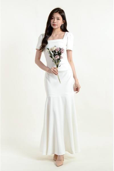 Braelynn Maxi Mermaid Dress - White