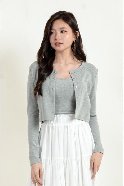 Kayleigh Two-Piece Cardigan Set - Grey