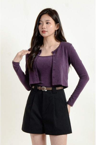 Kayleigh Two-Piece Cardigan Set - Purple