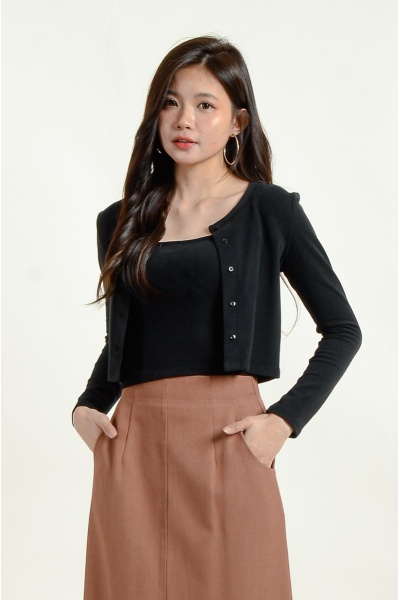 Kayleigh Two-Piece Cardigan Set - Black