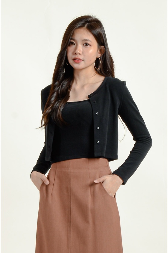 Kayleigh Two-Piece Cardigan Set - Black