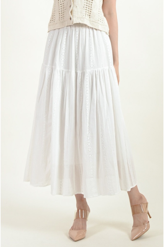 Carter Crochet Layered Skirt - White