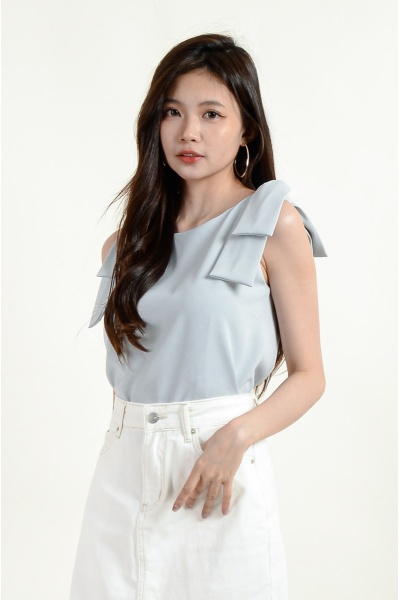 Addilyn Sweet Bow Top - Blue