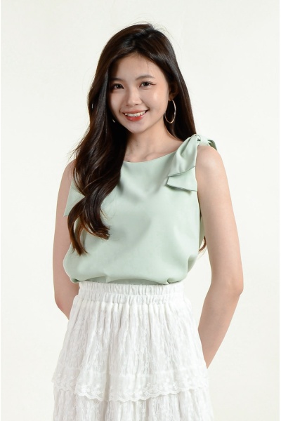 Addilyn Sweet Bow Top - Mint