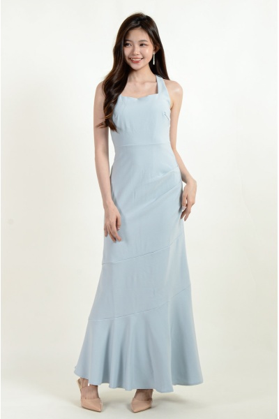 Freyja Halter Mermaid Dress - Blue