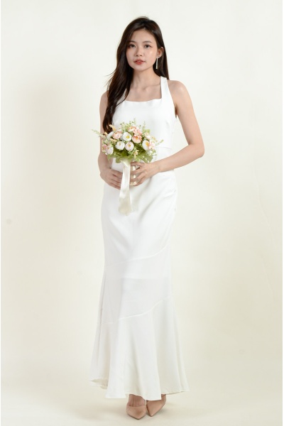 Freyja Halter Mermaid Dress - White