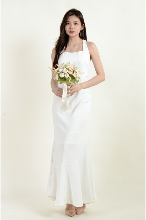 Freyja Halter Mermaid Dress - White