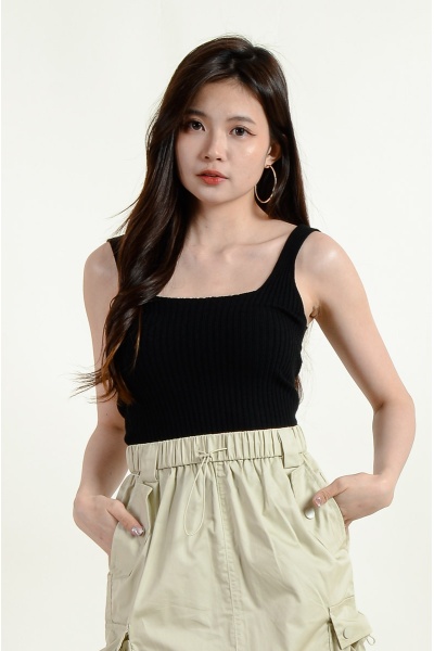 Leona Knitted Singlet - Black
