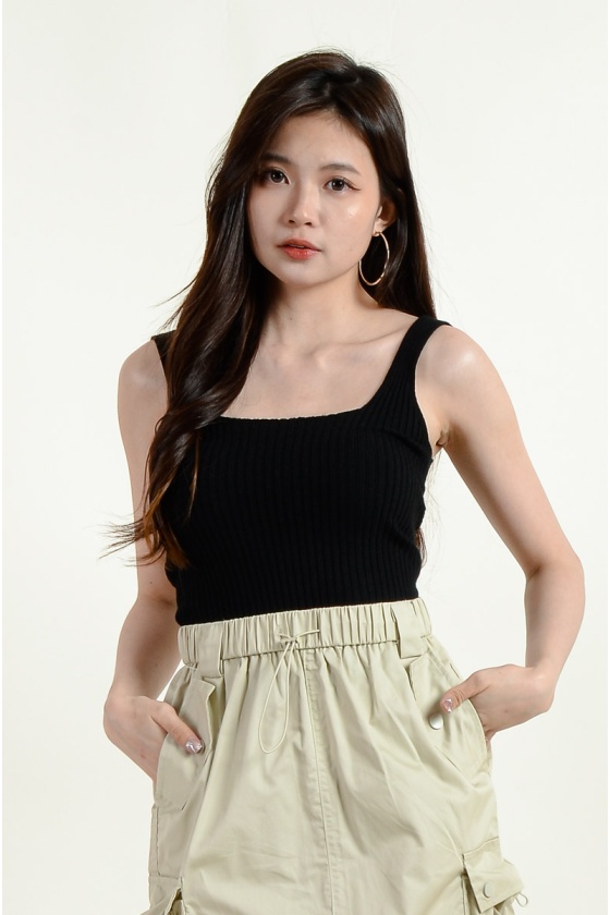 Leona Knitted Singlet - Black